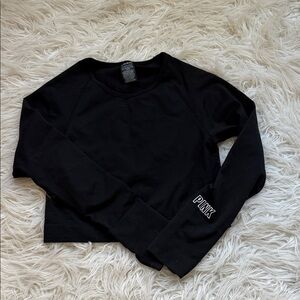 Victoria's Secret PINK Black Long Sleeve Crop Top